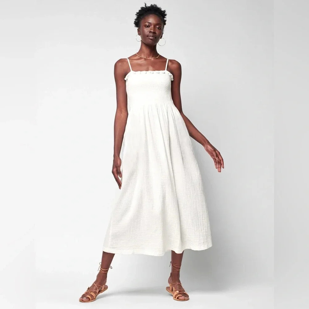 NWT!! Faherty - Dream Cotton Gauze Lakeview Dress - White - Size Medium